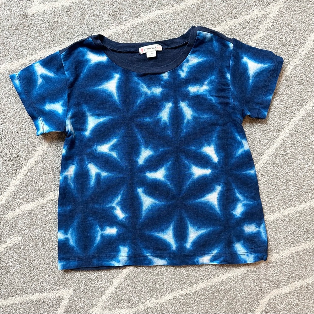 Crewcuts Blue Shibori Dyed Linen Tshirt Girls 4/5